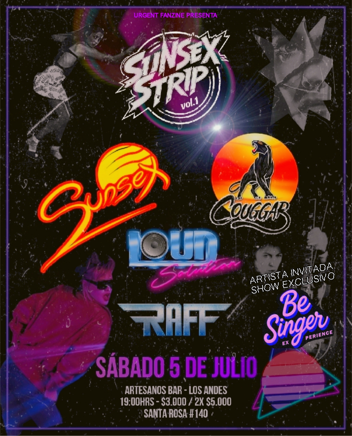 Sunsex, Raff, Loud Solution y Couggar en vivo en Los Andes este sábado 5 de julio